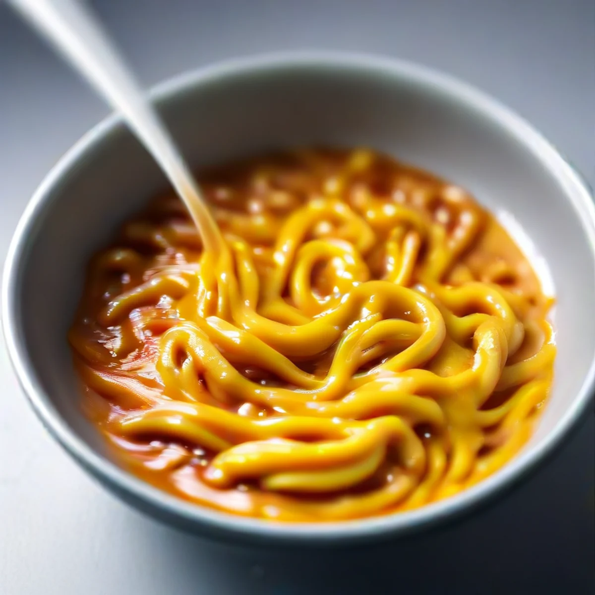 Emulgierung von Pastawasser und Sauce in der Pfanne