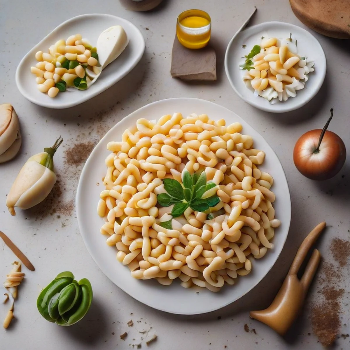 Ingrédients de cuisine pour réussir l'émulsion des pâtes.