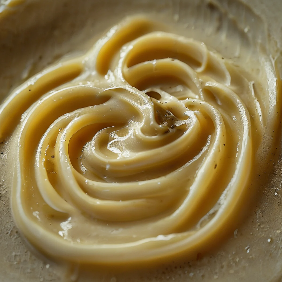 Detalhe de massa al dente perfeitamente envolvida em um molho brilhante.